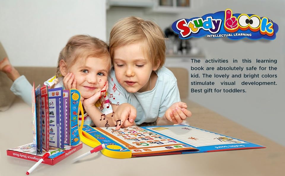 Intelligence Sound Book for Kids – Learn ABC, Words, Numbers, Shapes, Animals & Vehicles – Fun Educational Toy for Toddlers & Preschoolers