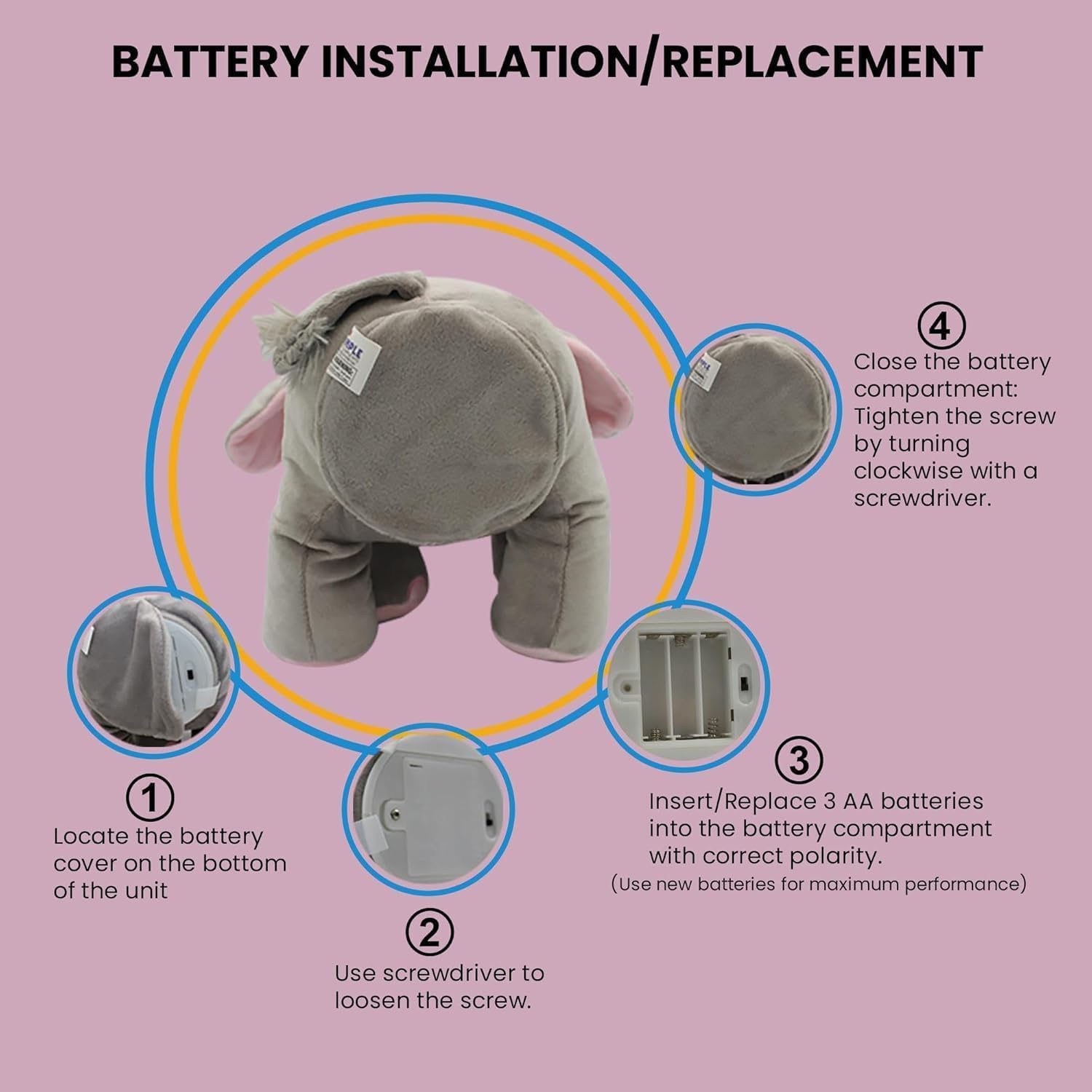 Musical Singing Elephant Plush Toy Light Up Peek-A-Boo Soft Elephant