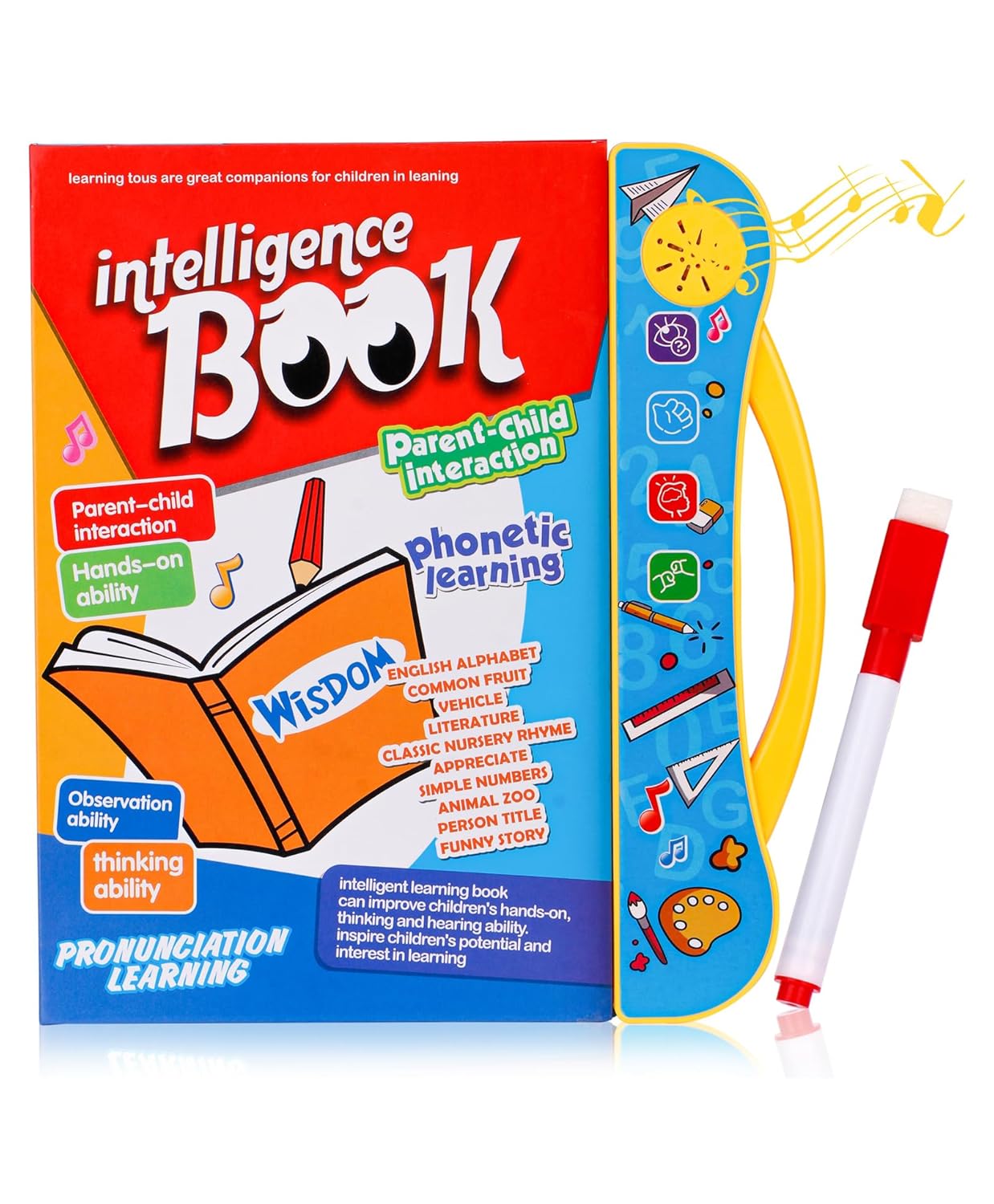 Intelligence Sound Book for Kids – Learn ABC, Words, Numbers, Shapes, Animals & Vehicles – Fun Educational Toy for Toddlers & Preschoolers
